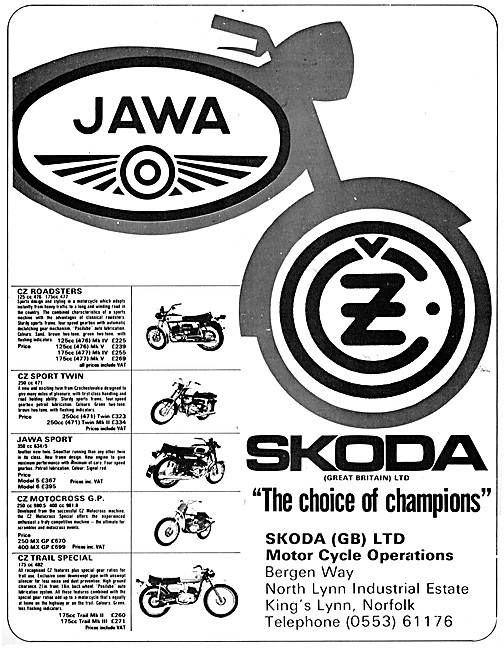 1976 Jawa-CZ  Motor Cycles - CZ 250 Sport Twin - Jawa Sport 250  