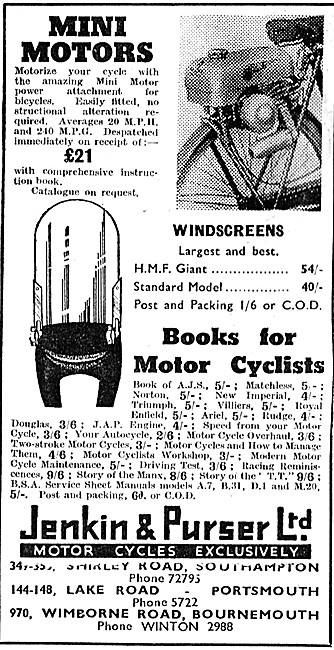 Jenkin & Purser Minimotor Cycle Motor                            