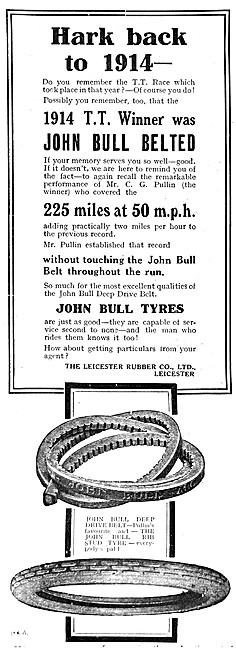 John Bull Motor Cycle Tyres 1920 Advert                          