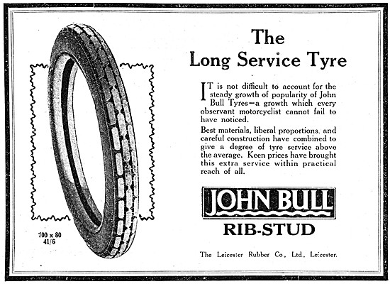 John Bull Rib-Stud Motor Cycle Tyres 1928                        