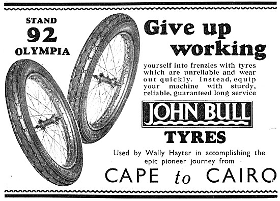 John Bull Motorcycle Tyres & Rubber Accessories 1930 Advert      