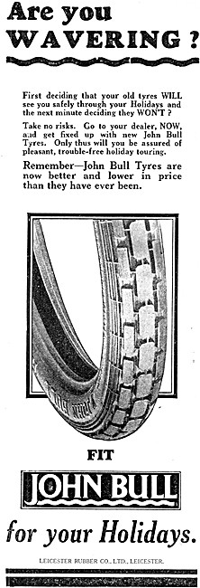 John Bull Motor Cycle Tyres 1931 Advert                          