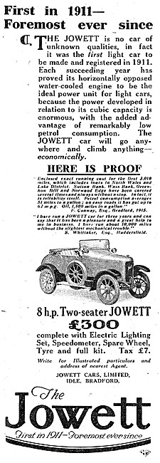 Jowett Cars & Motor Cycles - 1921 8 hp Jowett Two-Seater Car     