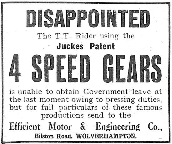 Juckes Motor Cycle Gearboxes 1922                                
