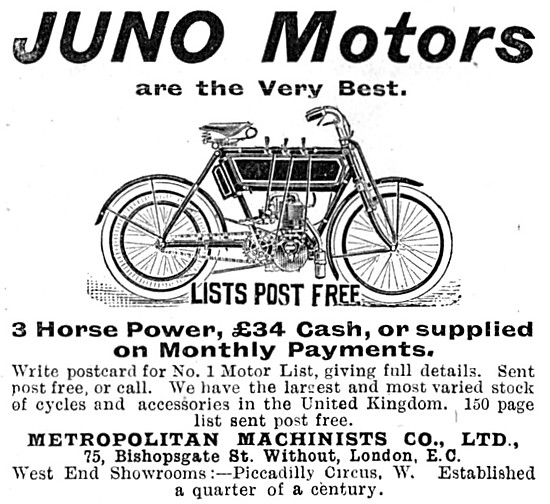 1904 Juno 3 H.P. Motor Cycle                                     