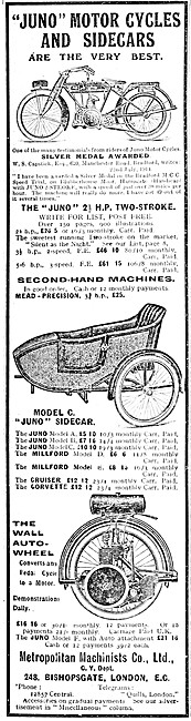 Juno Motorcycles & Sidecars - 1914 Model C Juno Sidecar          