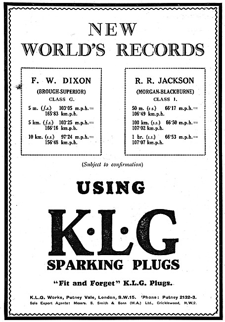 KLG Spark Plugs 1927                                             