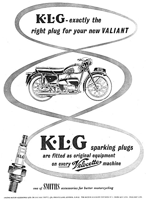 KLG Motor Cycle Spark Plugs 1957 Advert                          