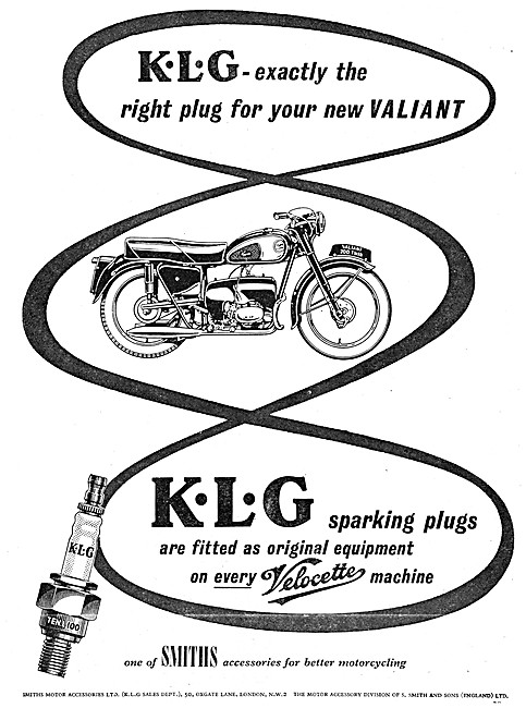 KLG Motor Cycle Spark Plugs 1958 Advert                          
