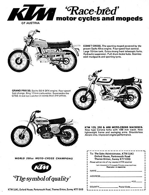 1975 KTM Motor Cycles - KTM Comet Cross - KTM Moto-Cross Range   