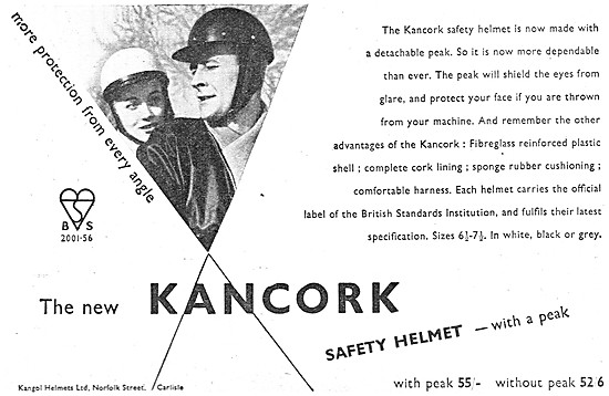 Kangol Kancork Peaked Motor Cycle Helmets 1957 Advert            