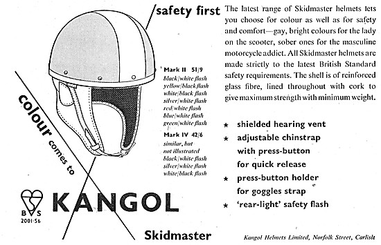 Kangol Skidmaster Pudding Basin Crash Helmets 1965               