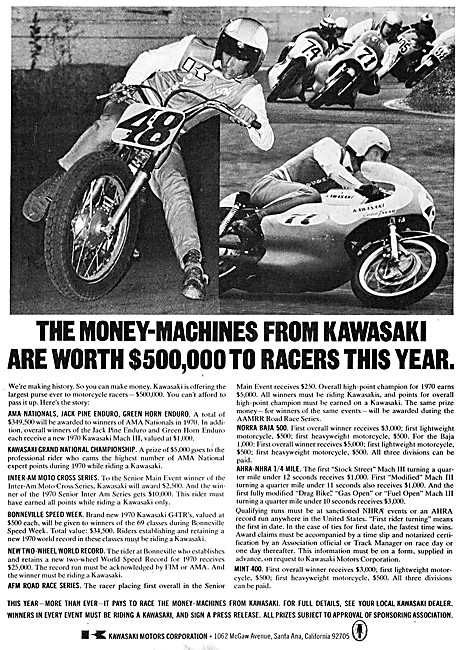 1971 Record Breaking Kawasaki Motor Cycles                       