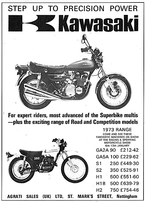 1973 Kawasaki H2 750 - The 1973 Kawasaki Motor Cycle Model Range 