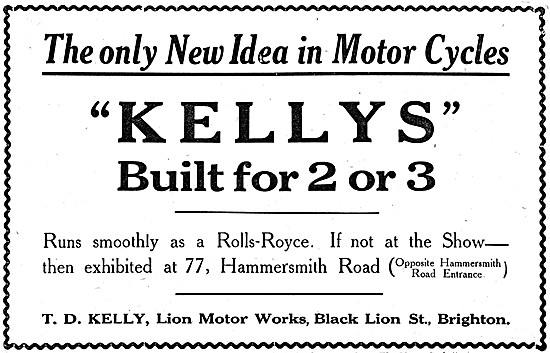 1920 Kelley Motor Cycles - Kellys 3 Seater Motor Cycles          