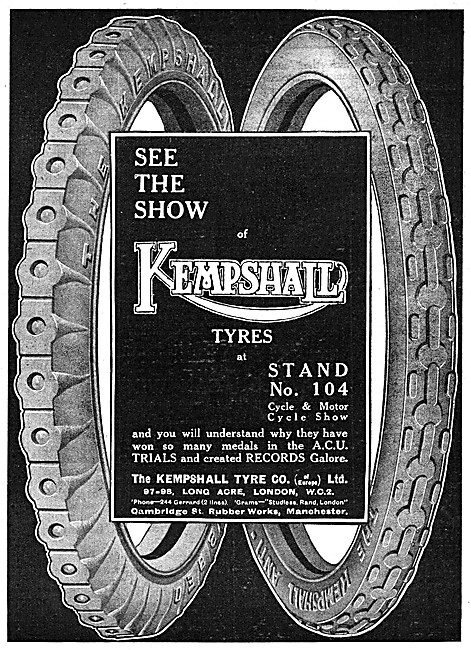 Kempshall Motor Cycle Tyres 1920 Advert                          