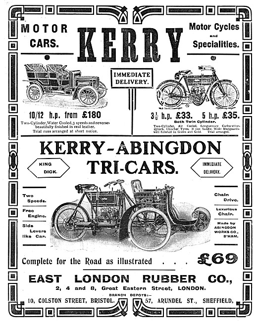 1906 Kerry-Abingdon Motor Cycles - Kerry-Abingdon Tricars        