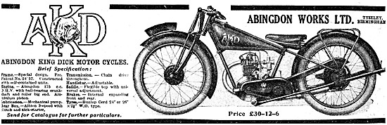1927 Abingdon King Dick Motor Cycles - AKD Motor Cycles          