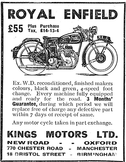 Kings Royal Enfield Motorcycle Sales                             
