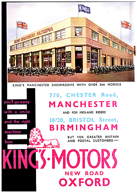 Kings Motors Motorcycle Sales - Kings Motrs Manchester 1951      