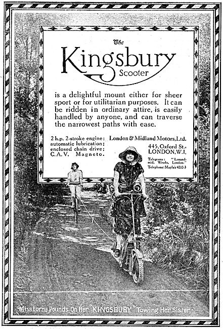 The KIngsbury Motor Scooter 1920 Advert                          