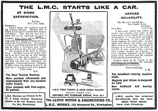 L.M.C. Motor Cycles - LMC Motor Cycles 1910                      