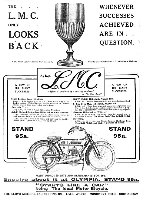 1910 LMC 3.5 HP Motor Cycle                                      