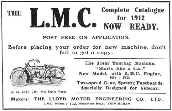1912 3.5 HP L.M.C. Cob Motor Cycle                               