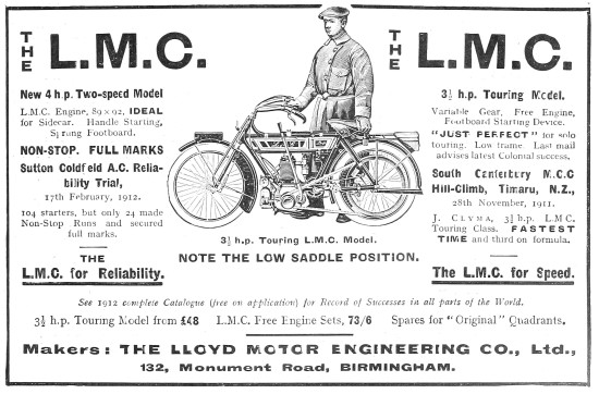 3.5 HP LMC Motor Cycle 1912                                      