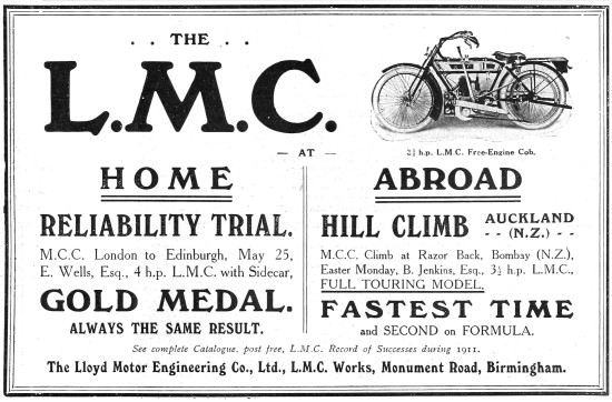 1912 L.M.C. Cob Free-Engine Motor Cycle                          