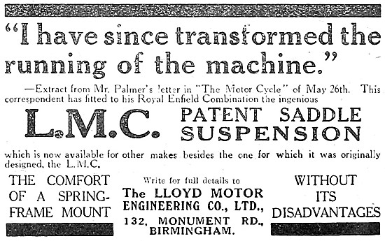 1921 LMC Motor Cycle Advert                                      