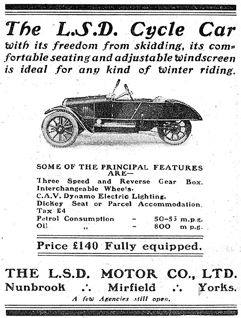 1923 L.S.D. Cyclecar - LSD Three Wheel Cyclecar                  