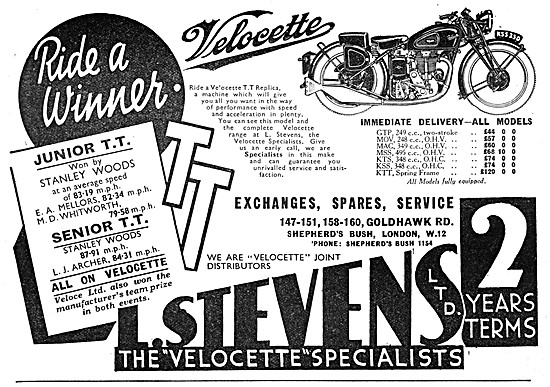 L.Stevens Motor Cycles Sales. Goldhawk Rd, Shepherd's Bush       