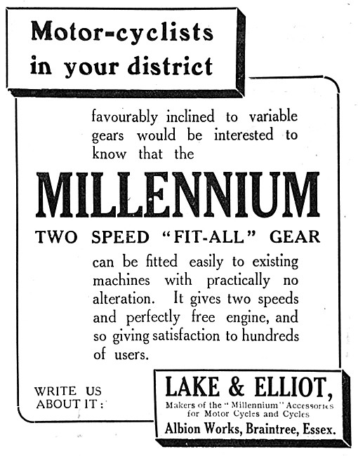 Lake & Elliot Two-Speed Fit-All Motor Cycle Gears 1909           