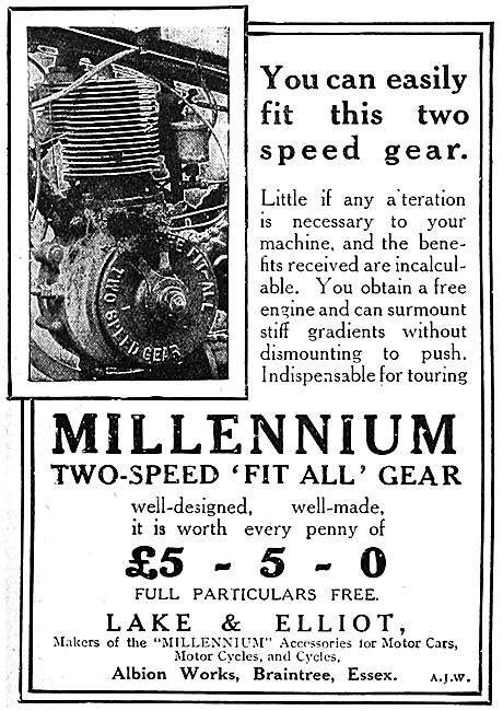 Lake & Elliot Milennium Two-Speed Fit-All Motor Cycle Gear 1910  