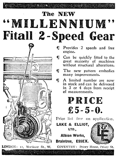 Lake & Elliot Millennium Fitall 2-Speed Gear                     