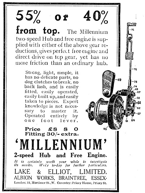 Lake & Elliot Millennium Two-Speed Hub & Free Engine 1914        