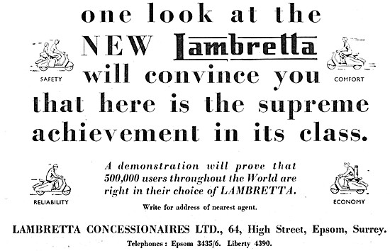 1952 Lambretta Motor Scooters Advert                             