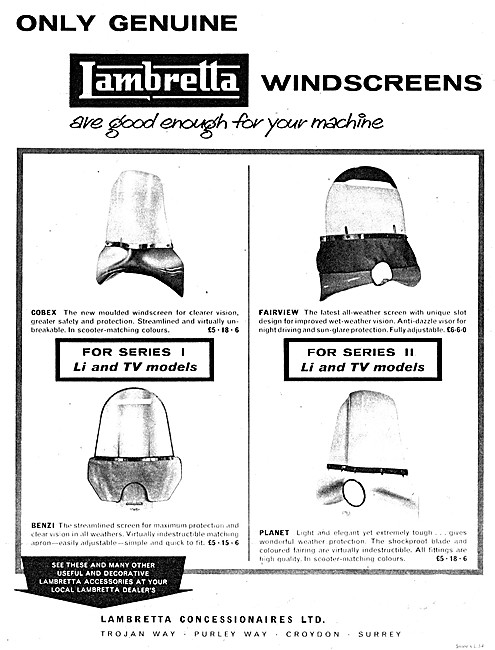 Gewnuine Lambretta Accessories - Lambretta Windscreens           