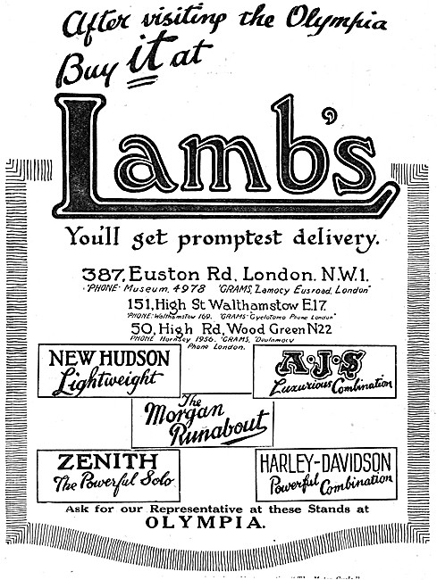 Lambs Euston Rd N.W.1 Motor Cycle Sales                          