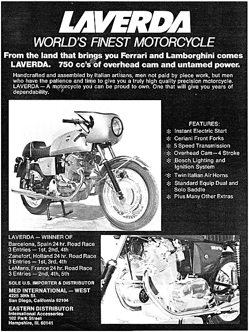 1972 Laverda 750 cc Motor Cycle                                  