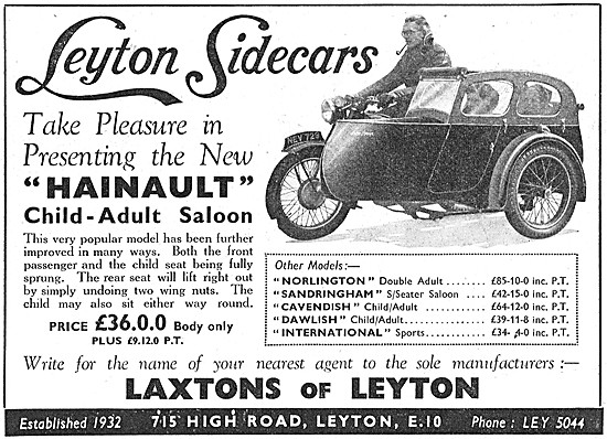 1951 Leyton Hainault Child-Adult Sidecar                         