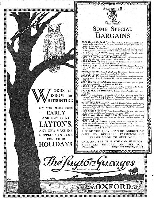 Laytons Of Oxford Motorcycle Sales. List Of Bargains & Prices    