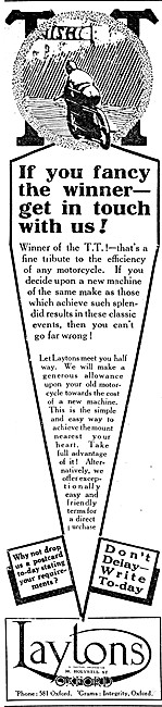 Laytons Motorcycle Sales & Service 1926                          