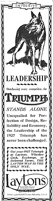 Laytons Of Oxford Motorcycle Sales 1927                          