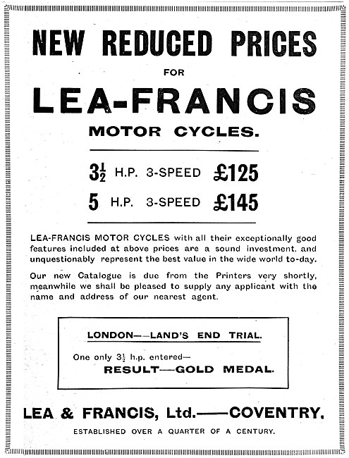 Lea-Francis Motor Cycles - Lea Francis 3 1/2 HP                  