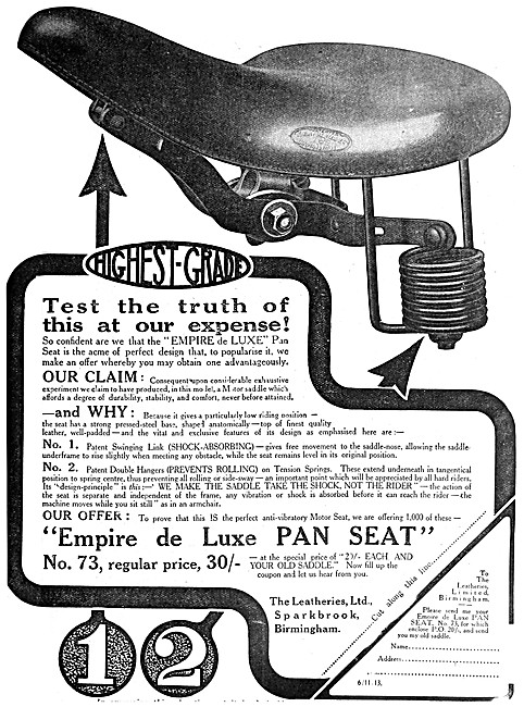 Leatheries Motor Cycle Saddles - Leatheries Motor Cycle Pan Seat 