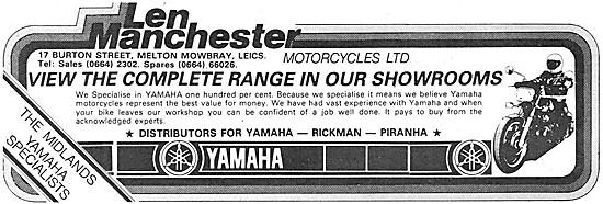 Len Manchester Yamaha Motor Cycle Sales & Services               