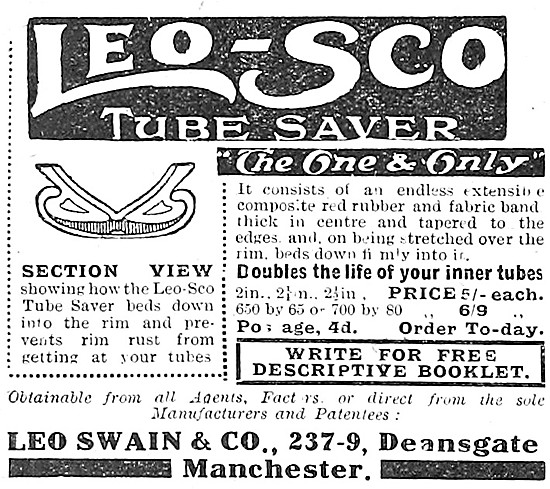 Leo Swain Leosco Motor Cycle Tube Savers 1920                    