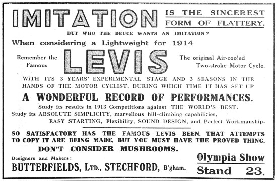 Levis Motor Cycles - 1913 Levis Motorcycles                      